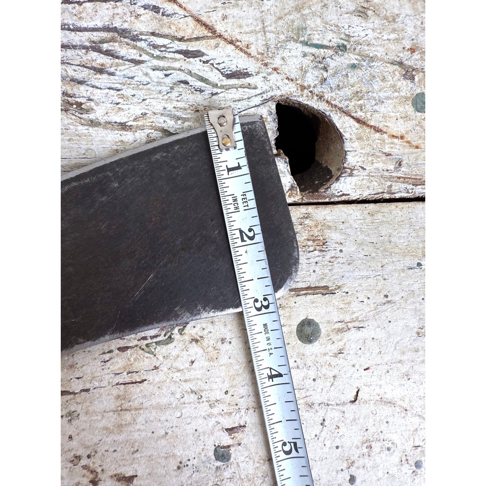 Vintage Carbon Steel Meat Cleaver Butcher Knife Wood Handle Brass Rivets 12 Inch - Picture 6 of 6